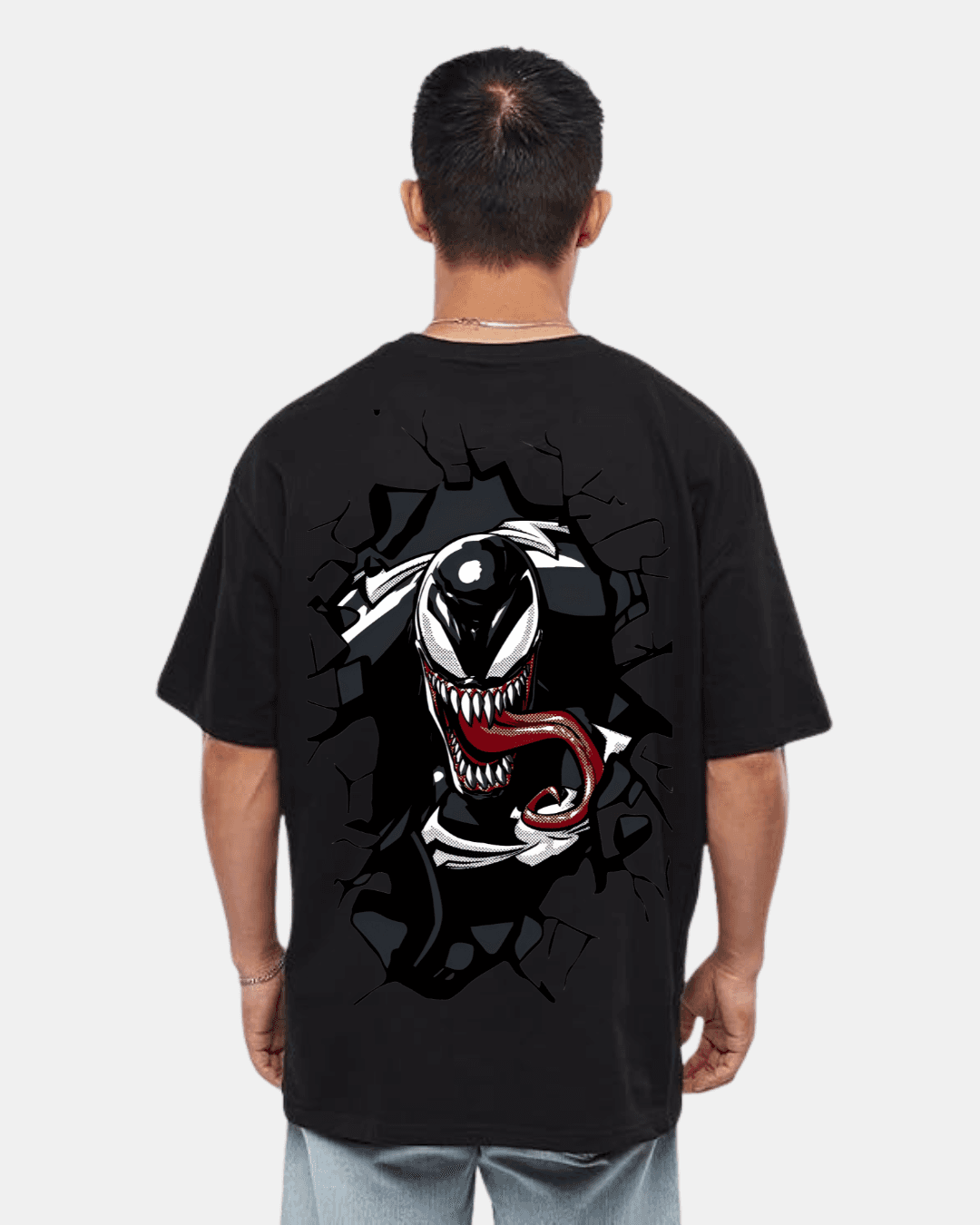Official Marvel Merchandise – Men's Black Venom Oversized Graphic T-Shirt - Image 2