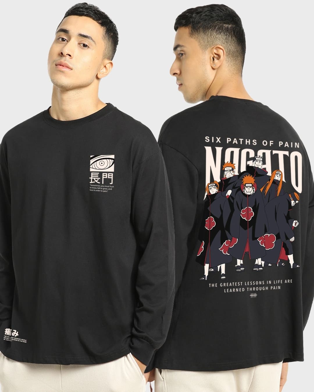 Men's Black Nagato Oversized Sweatshirt – Bold Anime Aesthetic - Image 3