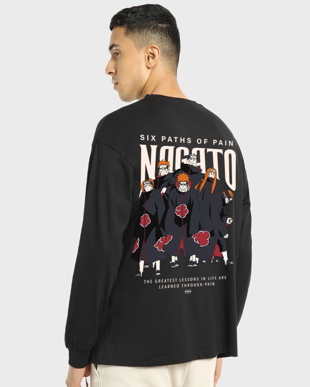 Men's Black Nagato Oversized Sweatshirt – Bold Anime Aesthetic - Image 2